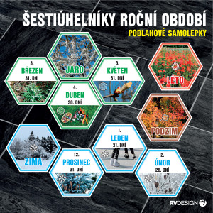 ŠESTIÚHELNÍKY ROČNÍ OBDOBÍ na podlahu